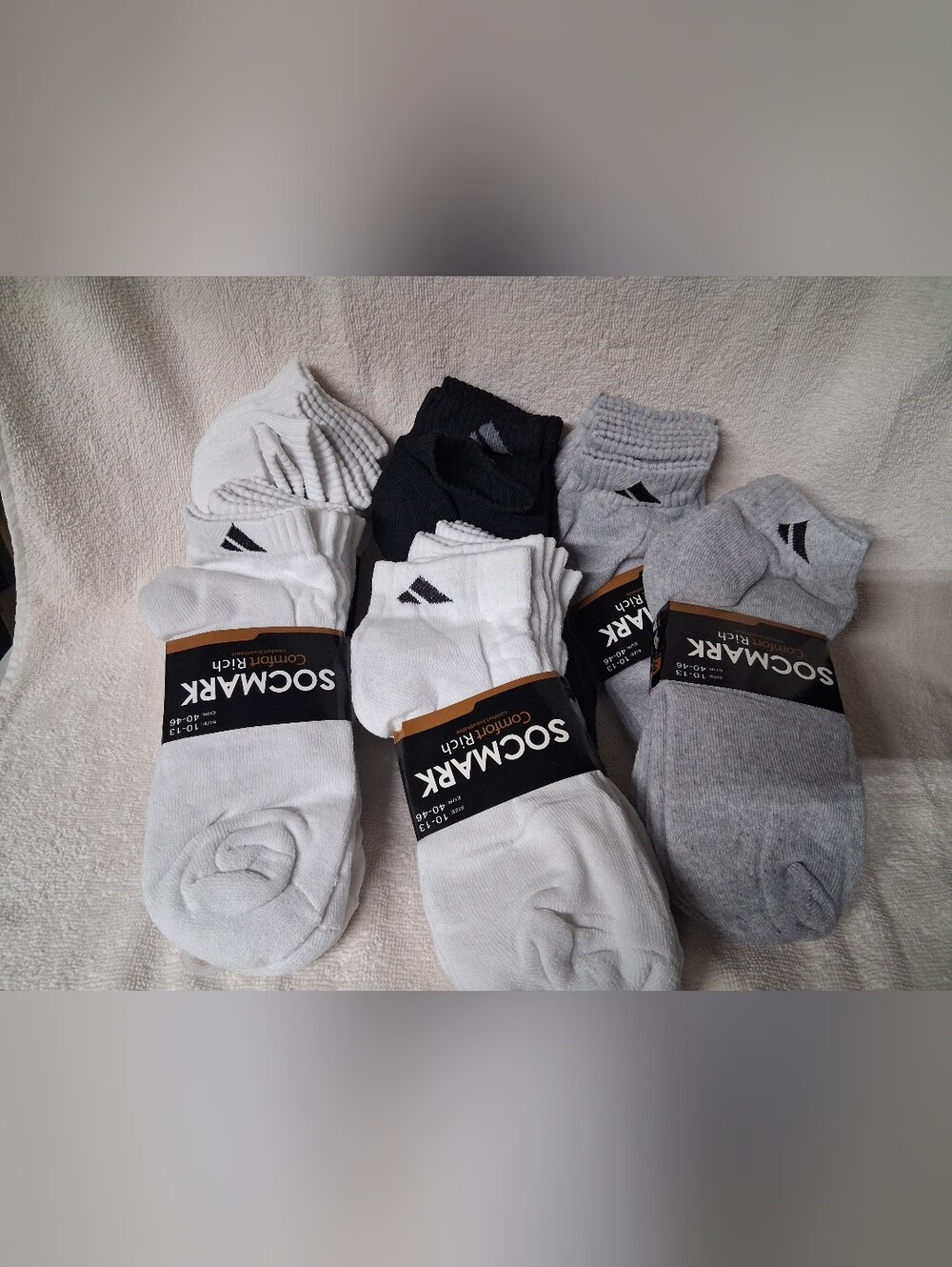 Adidas White, Black & Gray Socks